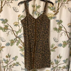 She & sky leopard print mini dress. Zip up. Size small